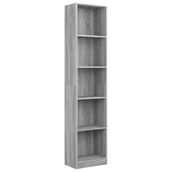 bogreol med 5 hylder 40x24x175 cm konstrueret træ grå sonoma-eg