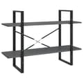 Miniatyrbillede 2 af 9: bogreol med 2 hylder 100x30x70 cm massivt fyrretræ grå