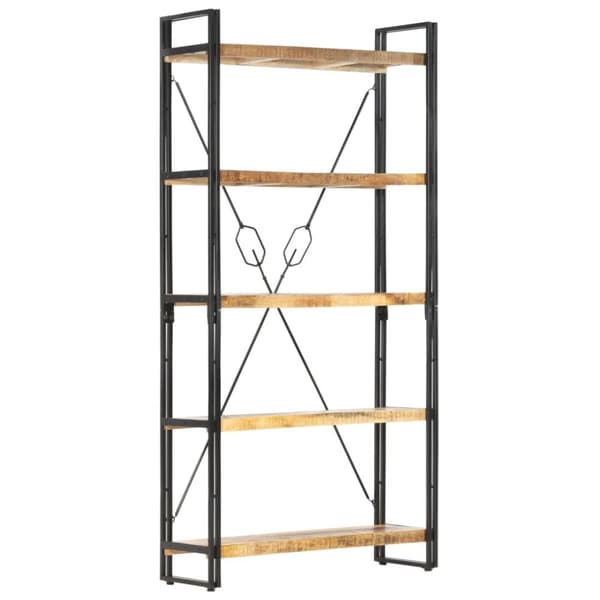 bogreol med 5 hylder 90x30x180 cm massivt mangotræ