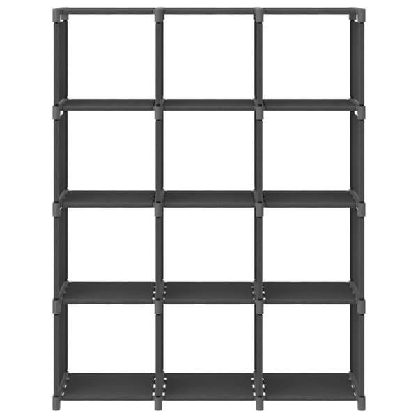 displayreol med 12 kubeformede rum 103x30x141 cm stof grå