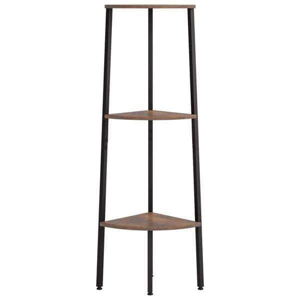 stigereol med 3 hylder 45,5x31,5x120 cm mørkebrun og sort