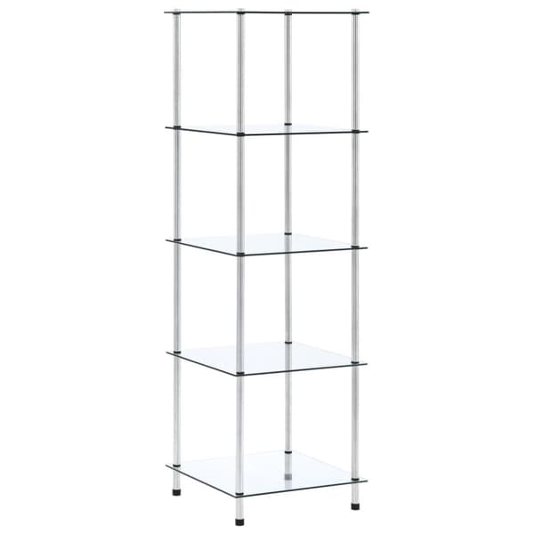 Hylla 5 hyllplan transparent 40x40x130 cm härdat glas