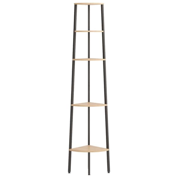 stigereol med 5 hylder 45,5x31,5x180 cm lysebrun og sort