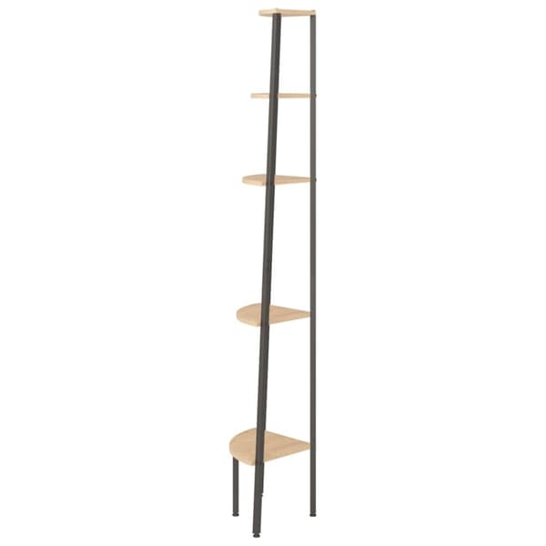 stigereol med 5 hylder 45,5x31,5x180 cm lysebrun og sort