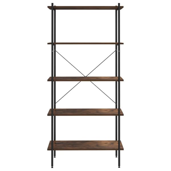 reol med 5 hylder 80x40x163 cm sort og naturfarvet