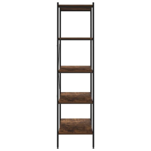 reol med 5 hylder 80x40x163 cm sort og naturfarvet