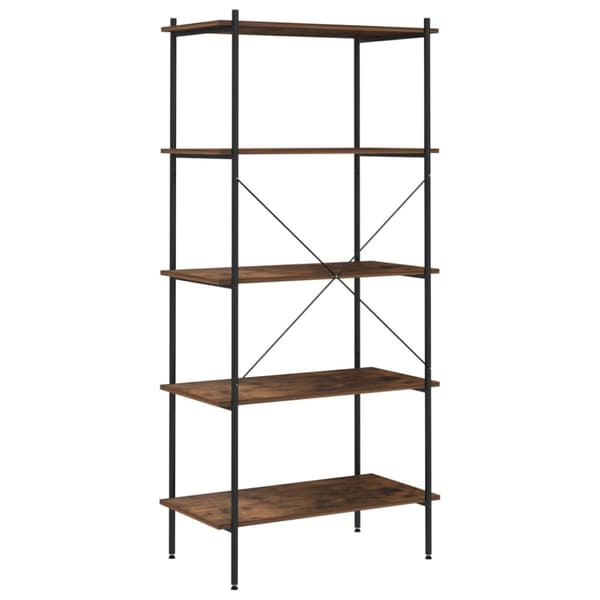 reol med 5 hylder 80x40x163 cm sort og naturfarvet