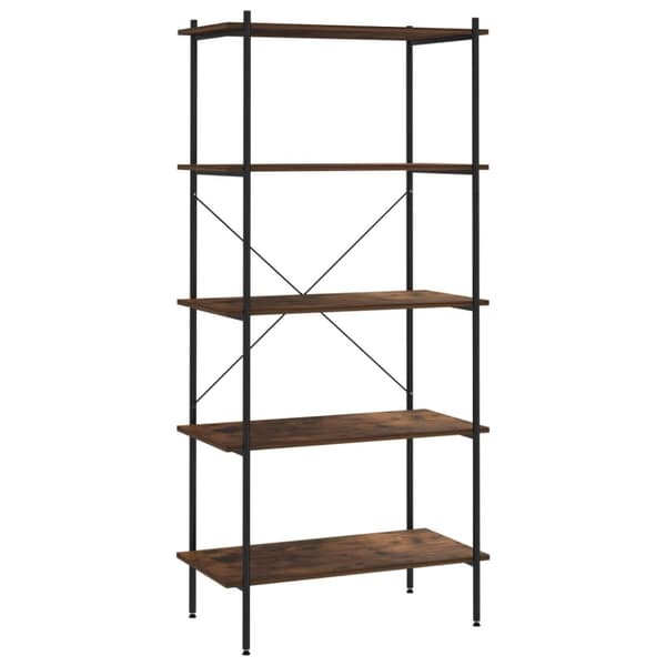 reol med 5 hylder 80x40x163 cm sort og naturfarvet
