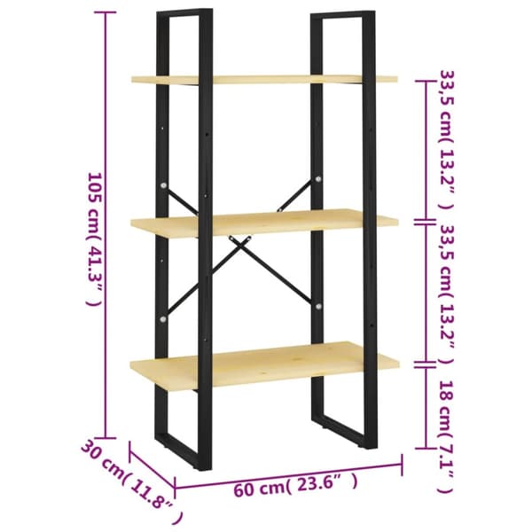 opbevaringsreol 60x30x105 cm massivt fyrretræ