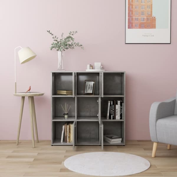 bogreol 90x30x90 cm konstrueret træ betongrå