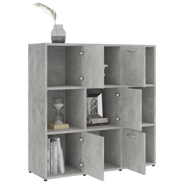 bogreol 90x30x90 cm konstrueret træ betongrå