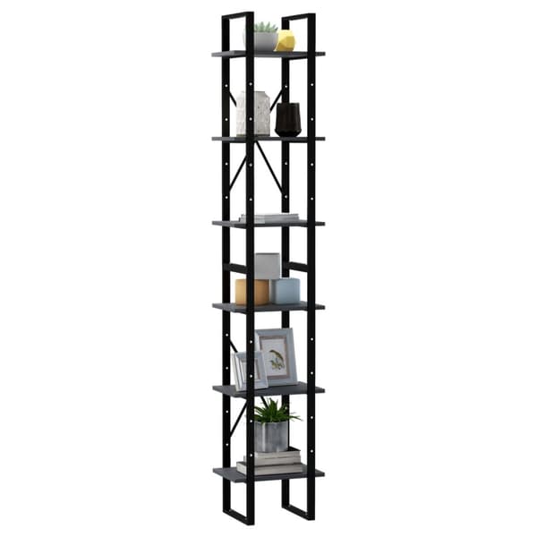 reol 40x30x210 cm massivt fyrretræ grå