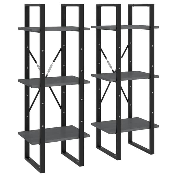 reol 40x30x210 cm massivt fyrretræ grå