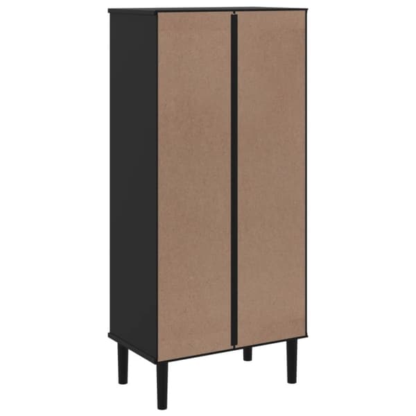 bogreol SENJA rattanlook 60x35x130 cm massivt fyrretræ sort