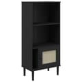 Miniatyrbillede 2 af 10: bogreol SENJA rattanlook 60x35x130 cm massivt fyrretræ sort