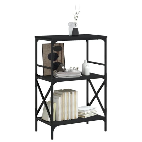 bogreol med 3 hylder 59x35x90,5 cm konstrueret træ sort