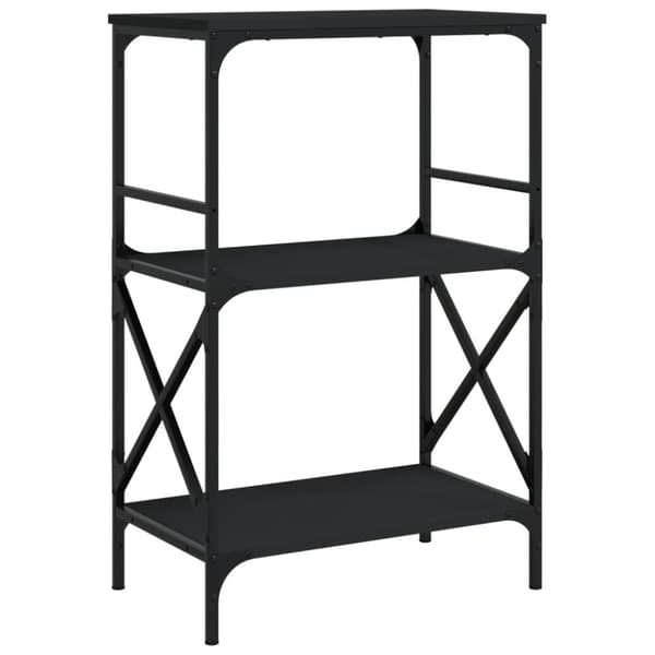 bogreol med 3 hylder 59x35x90,5 cm konstrueret træ sort