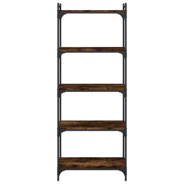 bogreol 5 hylder 60x30x154 cm konstrueret træ røget eg
