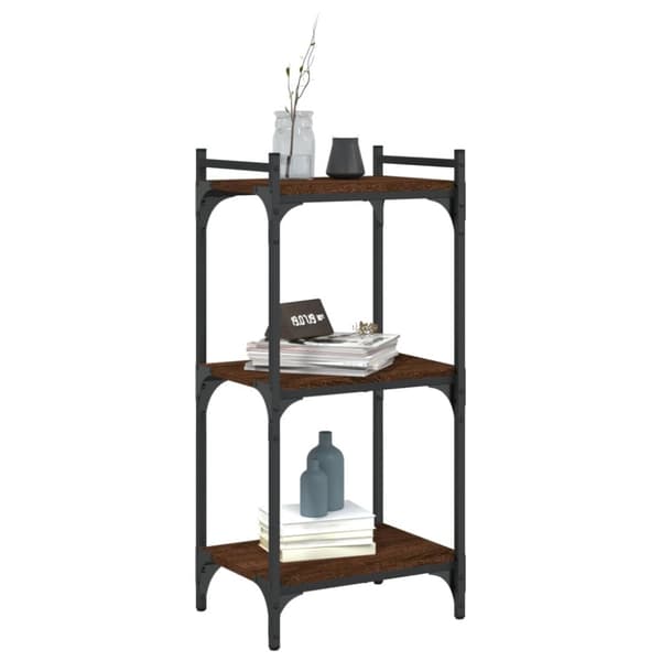 bogreol 3 hylder 40x30x86 cm konstrueret træ brun