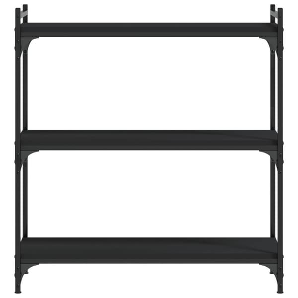 bogreol med 3 hylder 80x30x86 cm konstrueret træ sort