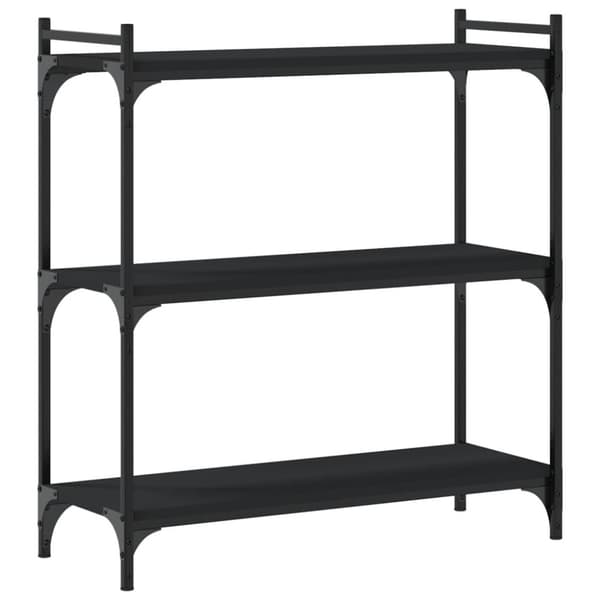 bogreol med 3 hylder 80x30x86 cm konstrueret træ sort