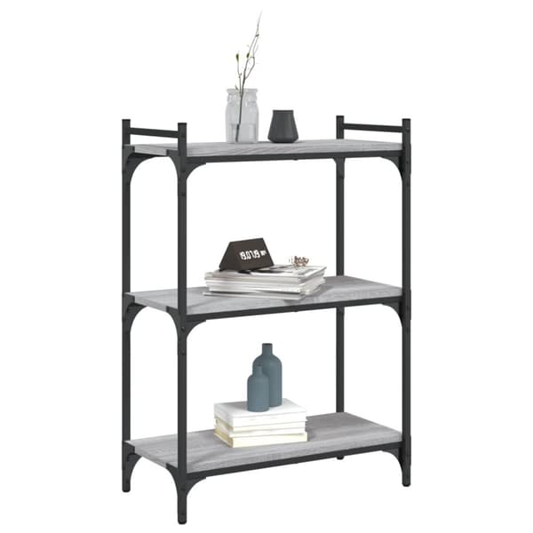 bogreol 60x30x86 cm 3 hylder konstrueret træ grå sonoma-eg