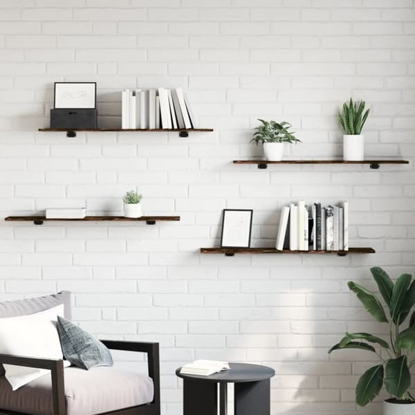 vidaXL Vägghyllor 4 st rökfärgad ek 100x20x1,5 cm konstruerat trä