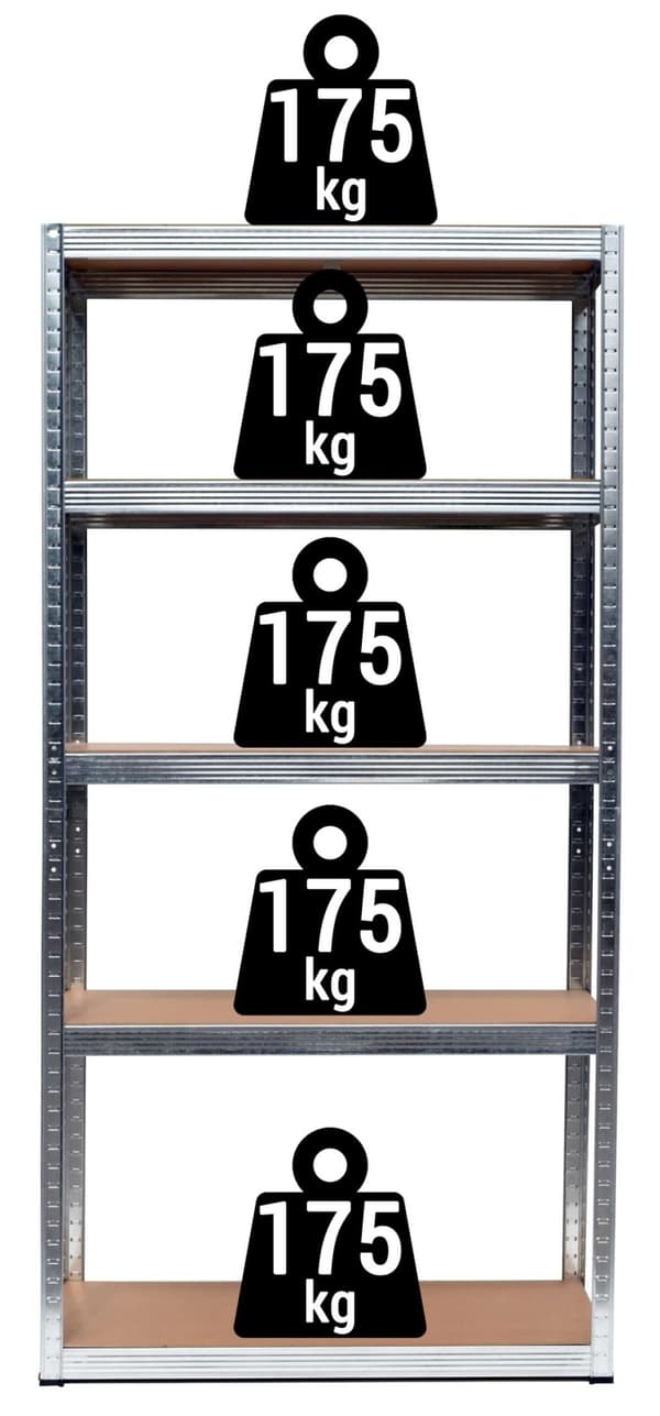 Lagerhylde 5 plan 875 kg 180 x 90 x 40 cm