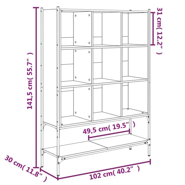 bogreol 102x30x141,5 cm konstrueret træ sonoma-eg