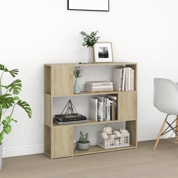 bogreol/rumdeler 100x24x94 cm konstrueret træ sonoma-eg