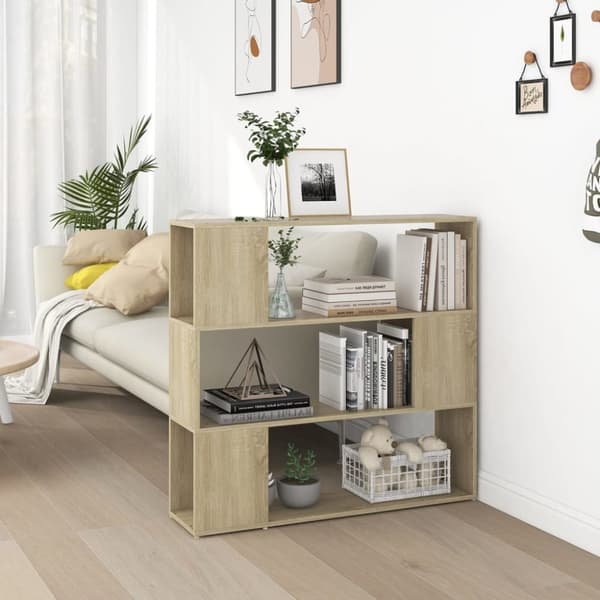 bogreol/rumdeler 100x24x94 cm konstrueret træ sonoma-eg