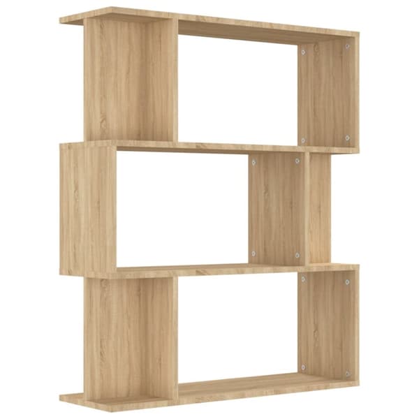 bogreol/rumdeler 80x24x96 cm konstrueret træ sonoma-eg