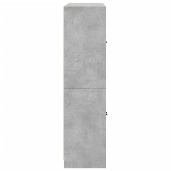 bogreol med låger 136x37x142 cm konstrueret træ betongrå