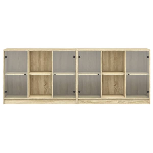 bogreol med låger 204x37x75 cm konstrueret træ sonoma-eg