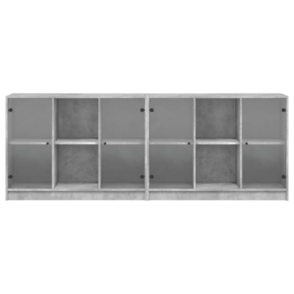 bogreol med låger 204x37x75 cm konstrueret træ betongrå
