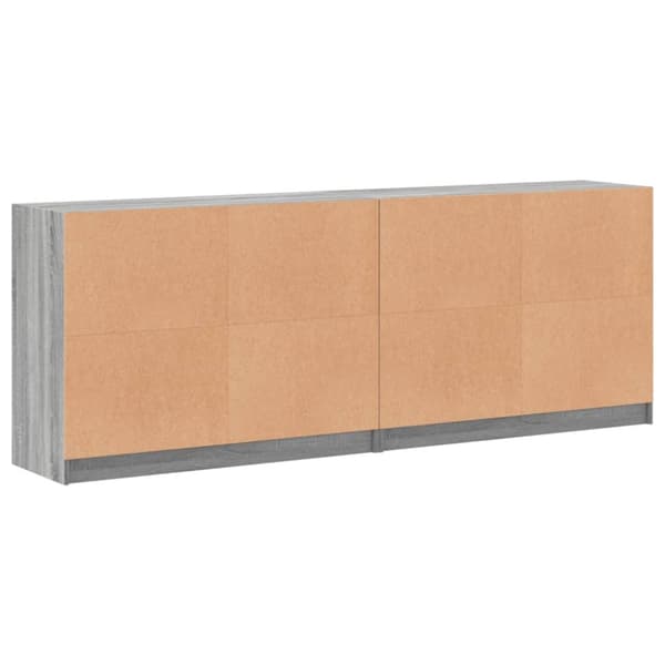 bogreol med låger 204x37x75 cm konstrueret træ grå sonoma