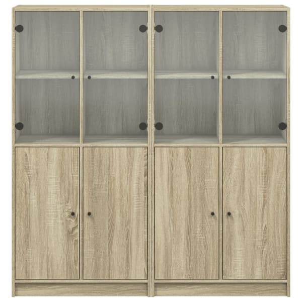 bogreol med låger 136x37x142 cm konstrueret træ sonoma-eg