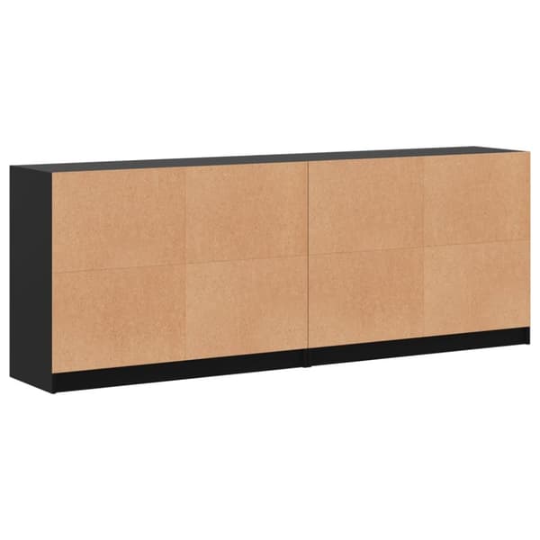 Bokhylla med dörrar svart 204x37x75 cm konstruerat trä