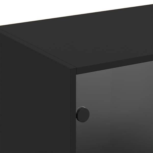 Bokhylla med dörrar svart 204x37x75 cm konstruerat trä