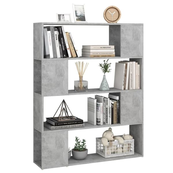 bogskab/rumdeler 100x24x124 cm konstrueret træ betongrå