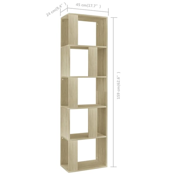 bogreol/rumdeler 45x24x159 cm konstrueret træ sonoma-eg