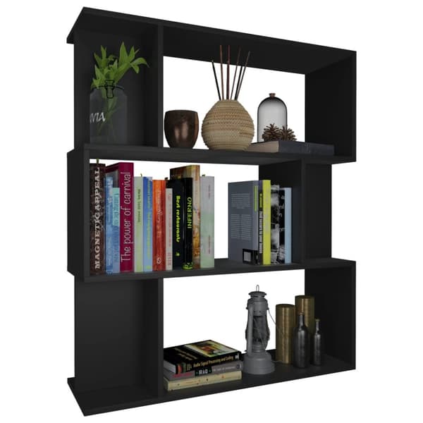 bogreol/rumdeler 80x24x96 cm konstrueret træ sort