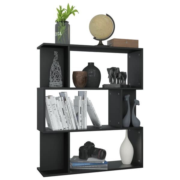 bogreol/rumdeler 80x24x96 cm konstrueret træ sort