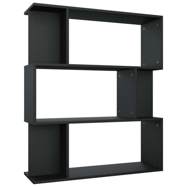 bogreol/rumdeler 80x24x96 cm konstrueret træ sort