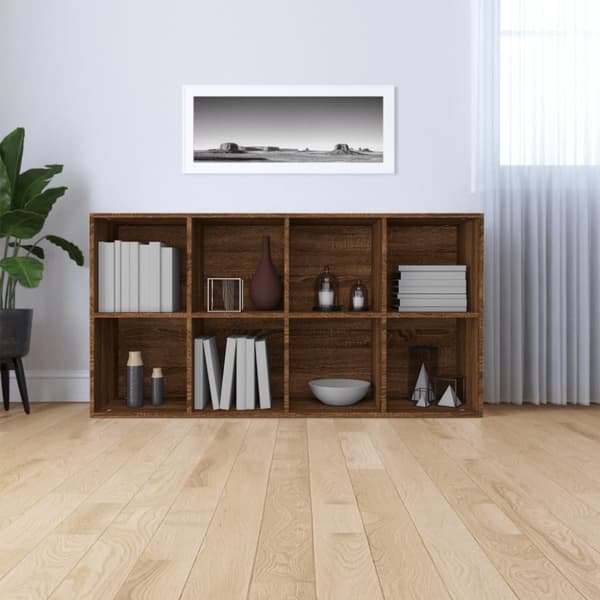 Bokhylla/skänk rökfärgad Brun ek 66x30x130 cm konstruerat trä