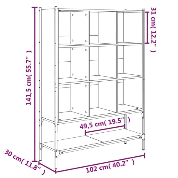bogreol 102x30x141,5 cm konstrueret træ brun egetræsfarve