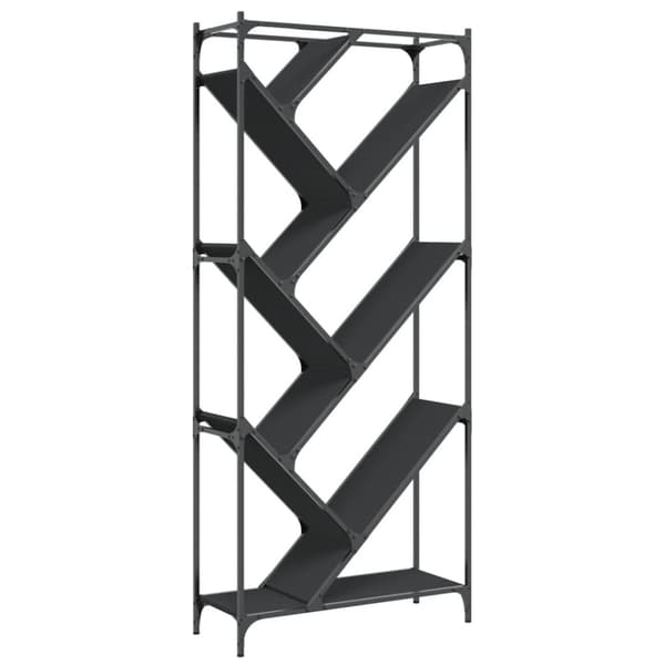 bogreol 79x30x180 cm konstrueret træ og metal sort