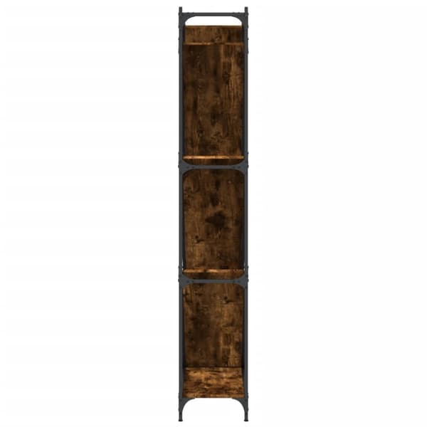 bogreol 79x30x180 cm konstrueret træ og metal røget eg
