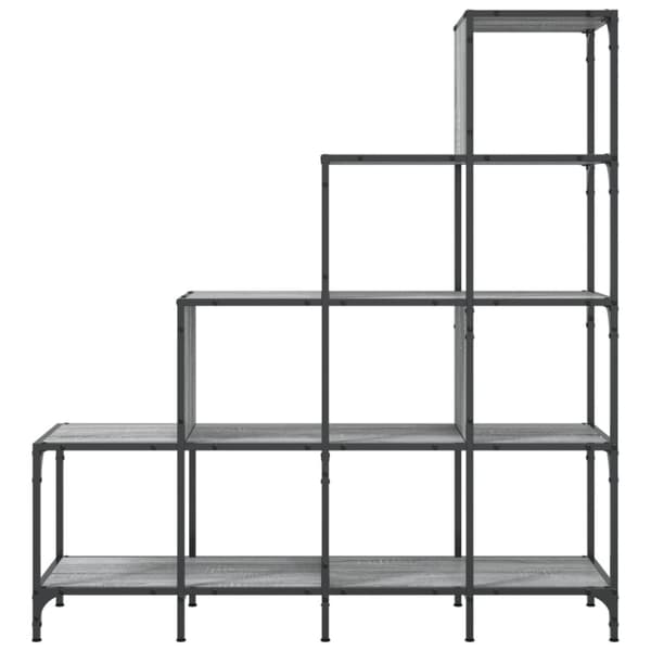 bogreol 122x30x132 cm konstrueret træ og metal grå sonoma-eg
