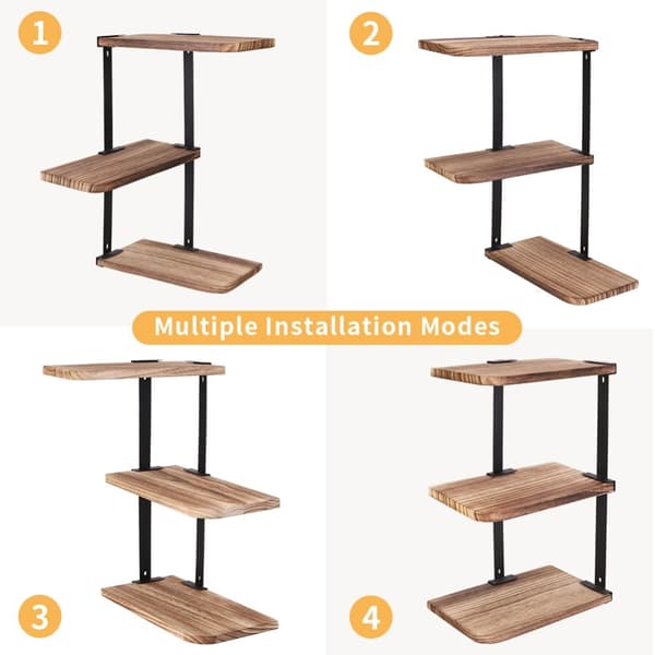 Trähylla för väggmontering, rustik design, multifunktionell organisatör, Beige
